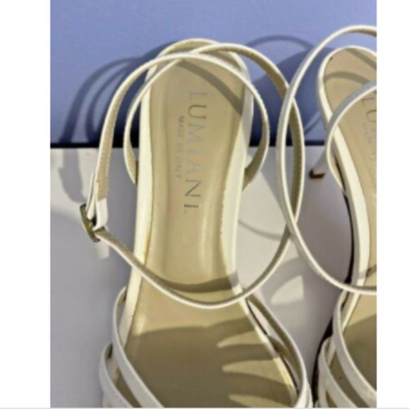 LUMIANI White Leather Strappy Heeled Sandals Made in ITALY EU Sz 39 (US Sz 8.5) - Picture 8 of 10
